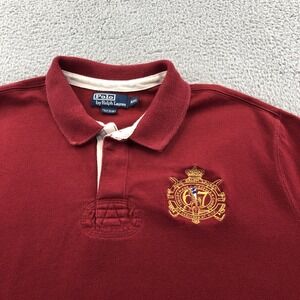 Vintage Polo Ralph Lauren Shirt Adult 2XL Red Rugby Equestrian Crest 67 Bleecker
